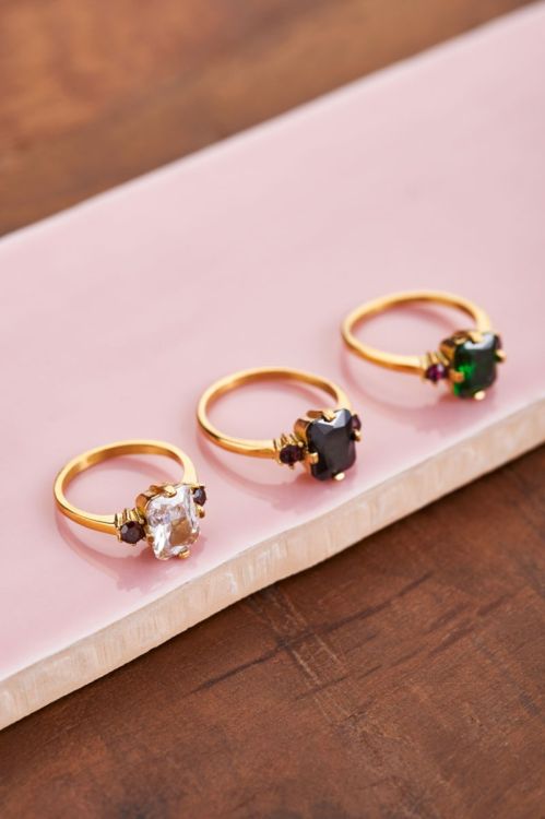 Vintage statement ring transparant kristal