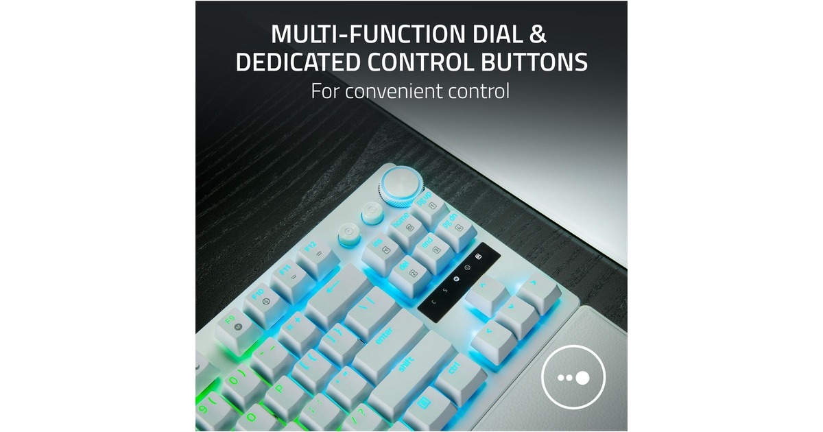 RazerHuntsman V3 Pro TKL, gaming toetsenbord  (Wit, US lay-out, Razer Analog Optical Gen 2, RGB leds, TKL, PBT double-shot)