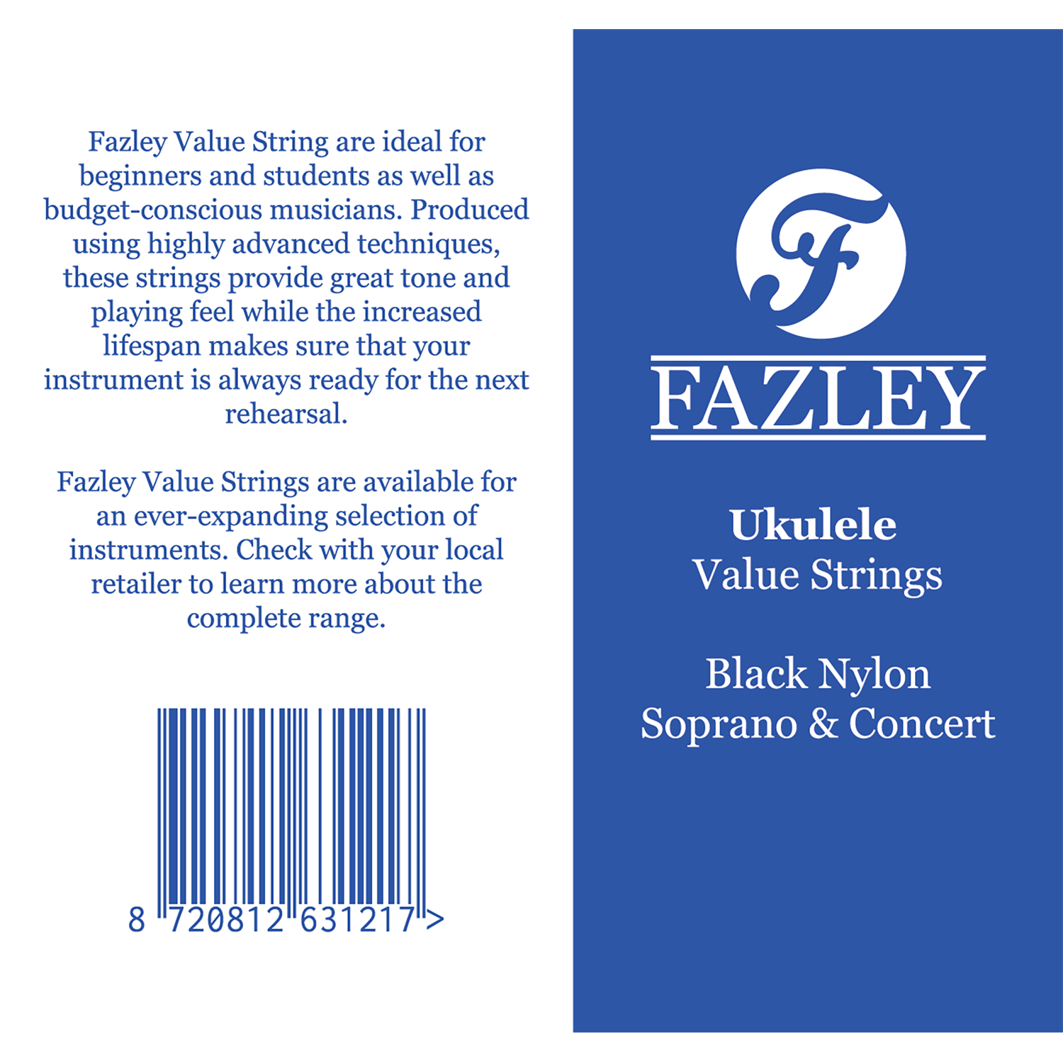 Fazley UVBNMT Value Ukulele Strings black nylon snarenset voor sopraan en concert ukelele