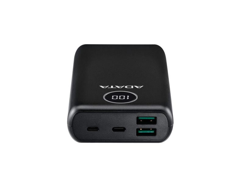ADATA Powerbank P20000QCD (20000 mAh, USB-A, USB-C, Display Powerbank mit hoher Kapazität, modernen Schnellladeanschlüssen und Digital-Display