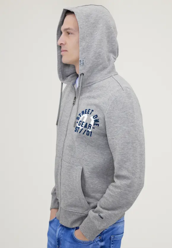 Sweatjacke mit Kapuze - silver grey melange