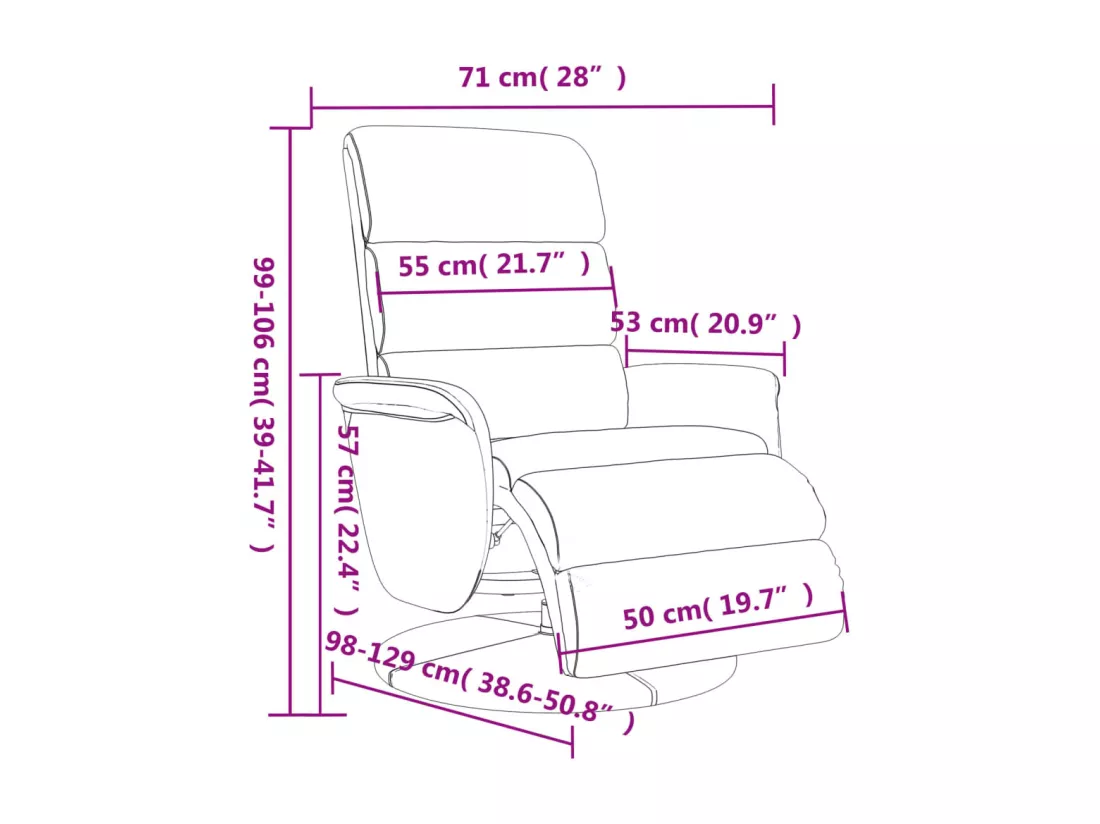 Fauteuil inclinable avec repose-pieds noir similicuir