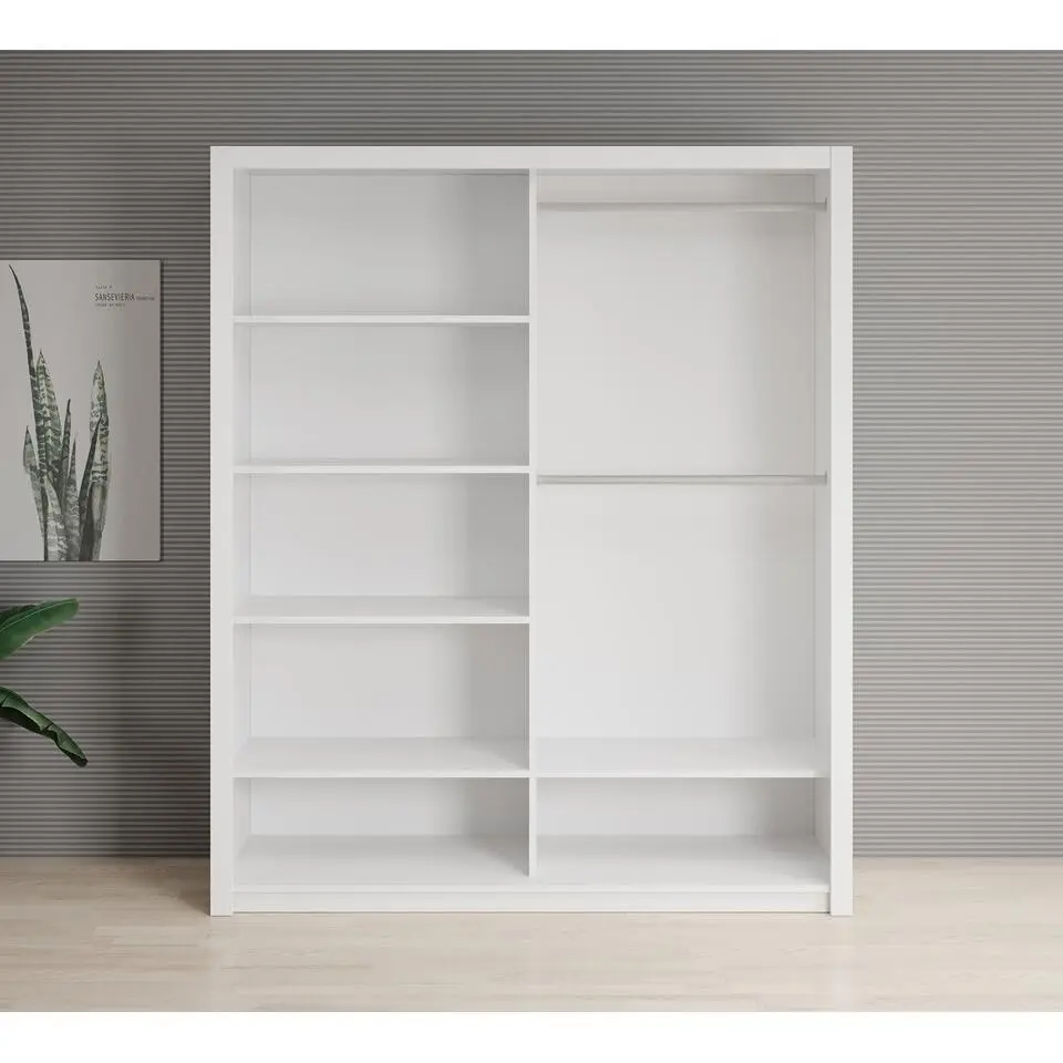 Meubella - Kledingkast Blake - Wit - 180 cm - Met spiegel