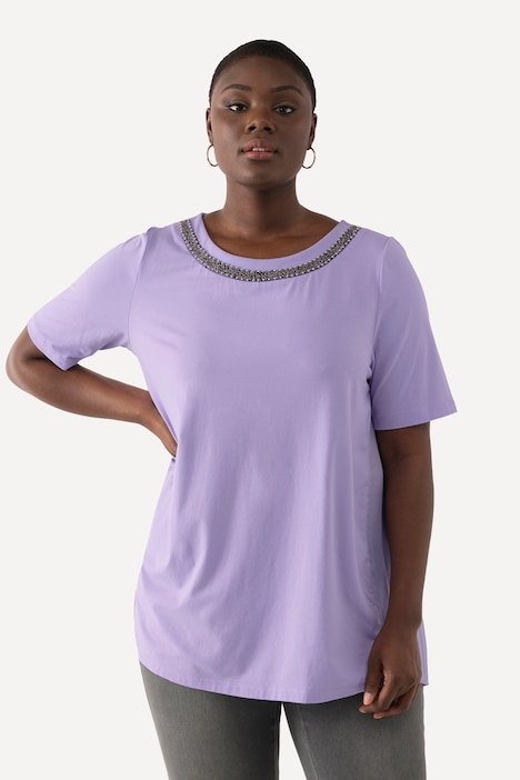 T-Shirt, Plissee-Rücken, Rundhals, Halbarm