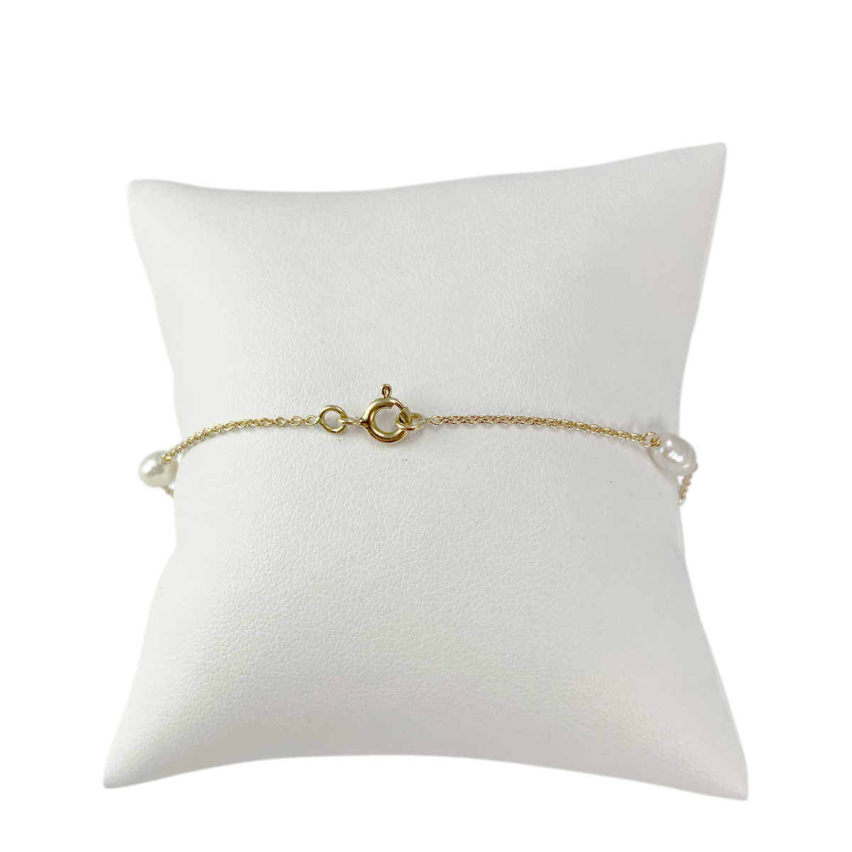 Bracelet d'occasion or 750 jaune maille forçat perles Keshi blanches 20 cm