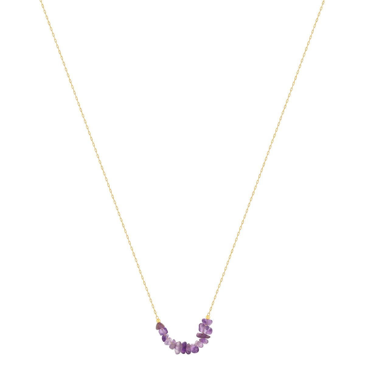 Collier plaqué or jaune améthystes 42 à 45 cm