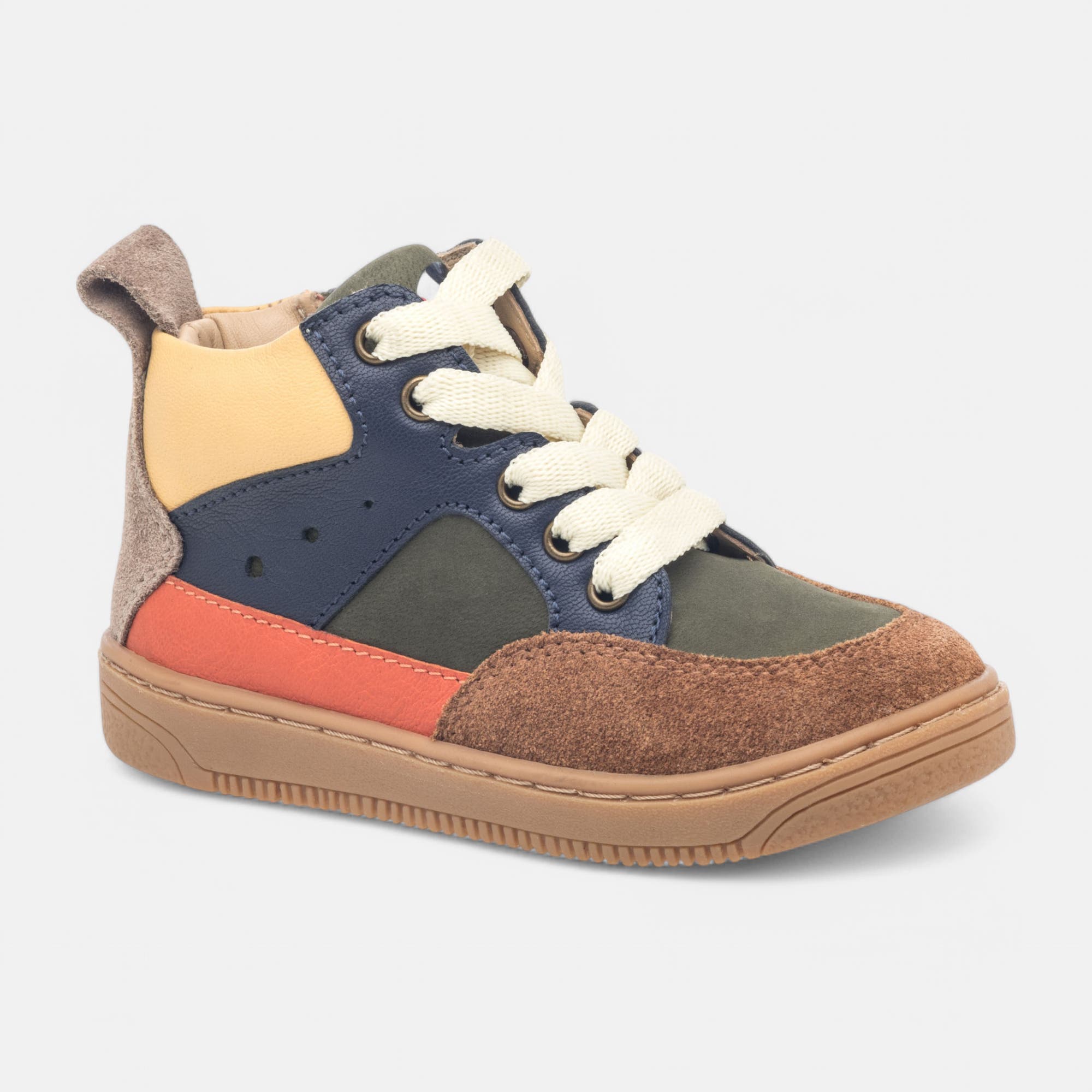 Baskets hautes Bébé garçon en cuir bleu marine