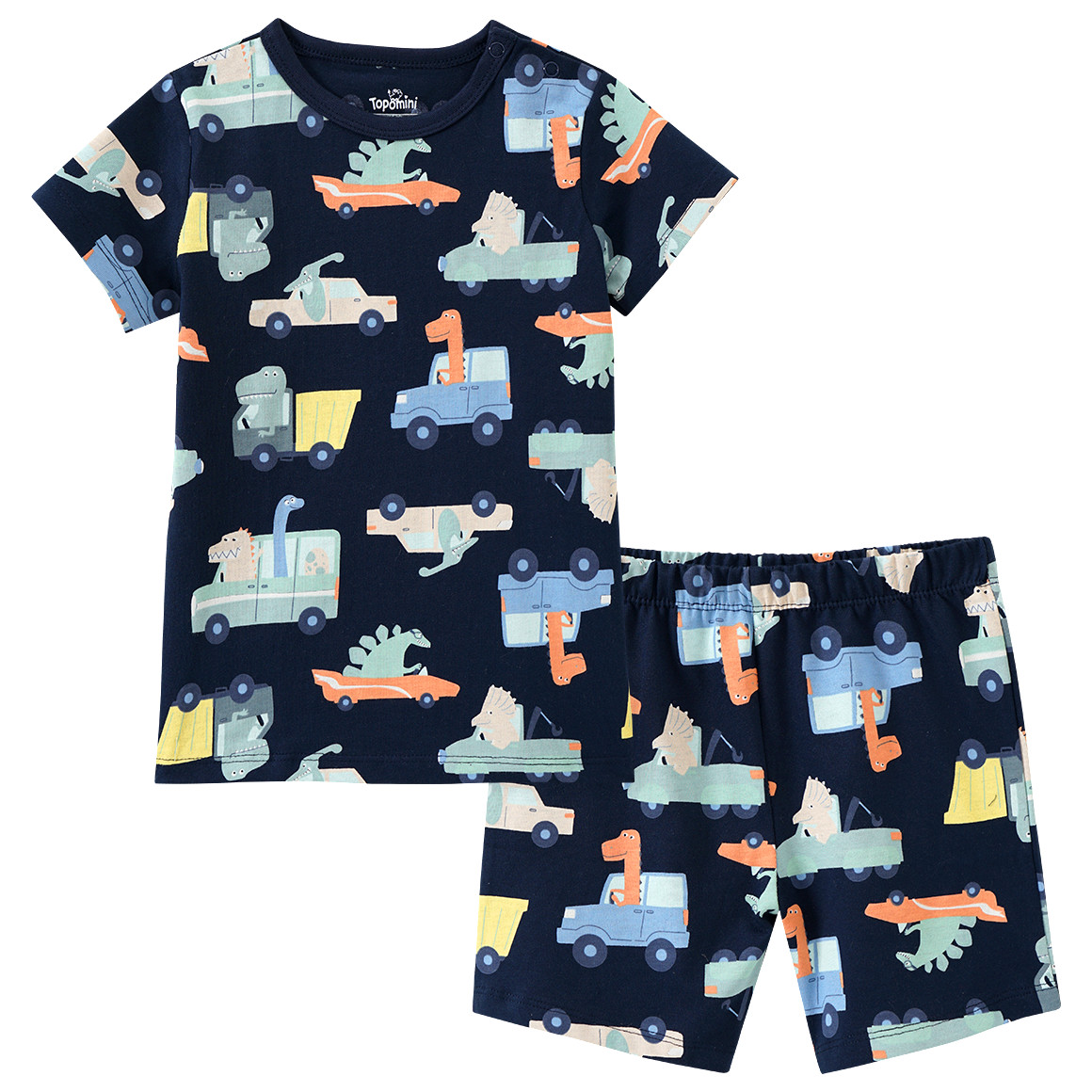 Topomini Baby Shorty mit Dino-Allover dunkelblau / bunt