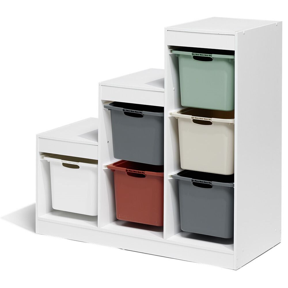 Structure pour bac de rangement 6 cases bois blanc