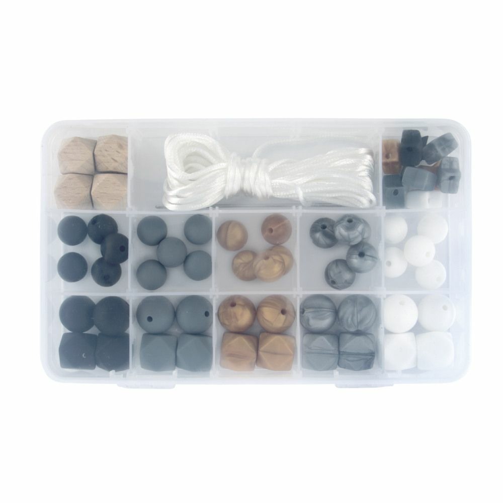 Coffret de perles en silicone - doré et argenté