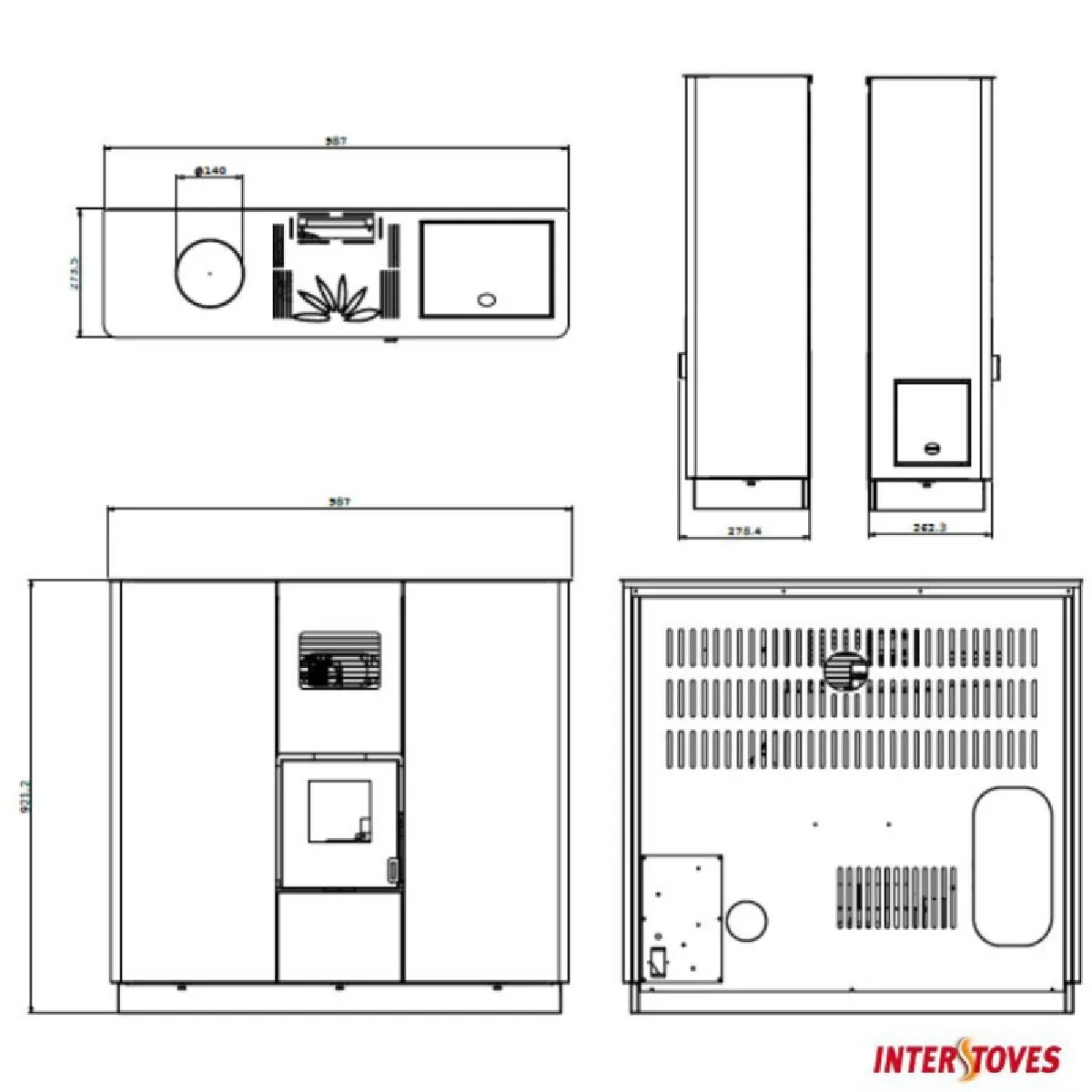 INTERSTOVES Cortina 12 Etanche + Conduit Ventouse - Noir