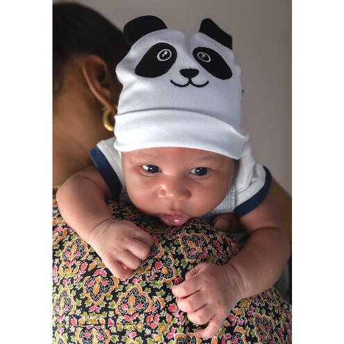 Bonnet naissance doublé pur coton petit panda avec oreilles naissance - BB&CO