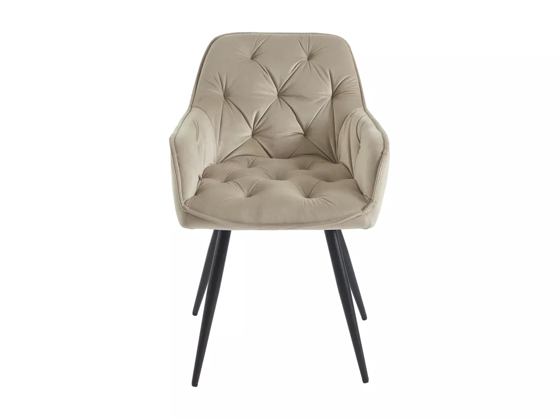 Lot de 2 chaises avec accoudoirs en velours et métal noir - Beige - MOBELIA de Pascal Morabito