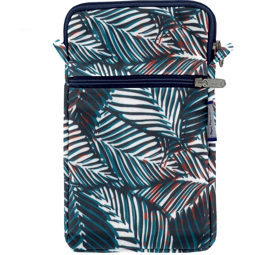 Pochette Téléphone Matelassée Feuillage Marine