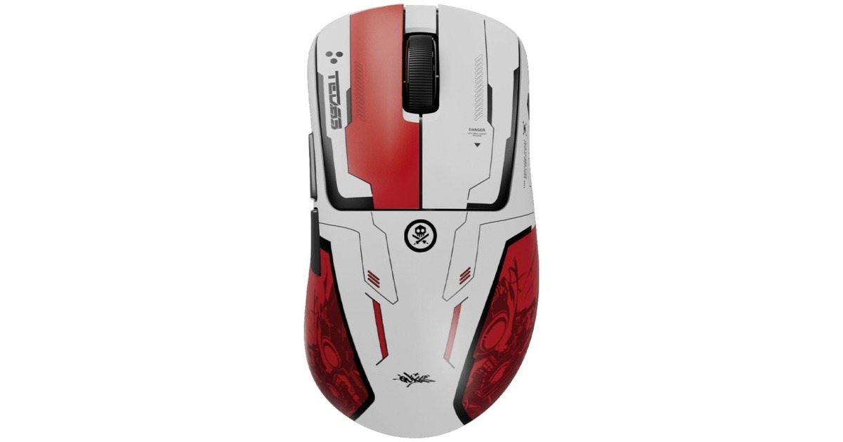 Pulsar[Quiccs Edition] Xlite v4 Gaming Mouse  (Wit/rood, 32,000 DPI, 8000 Hz)