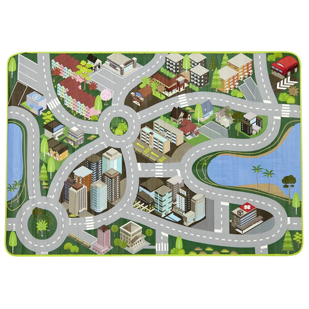 Tapis de jeu circuit en mousse design ville