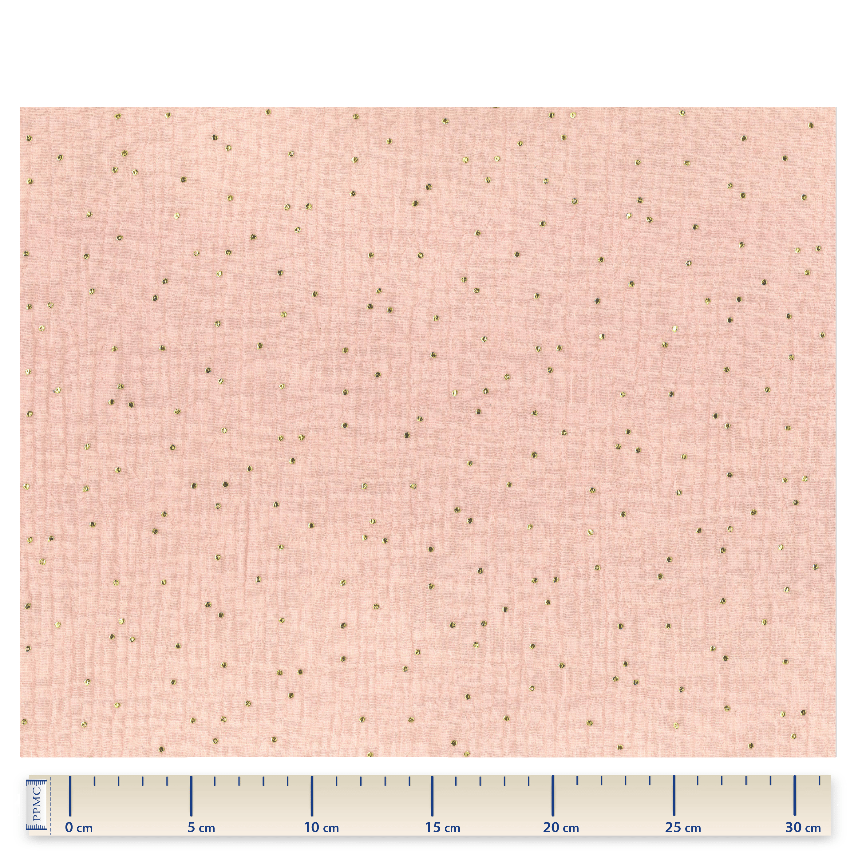 Coupon Tissu 1 M Gaze Pois Or Rose