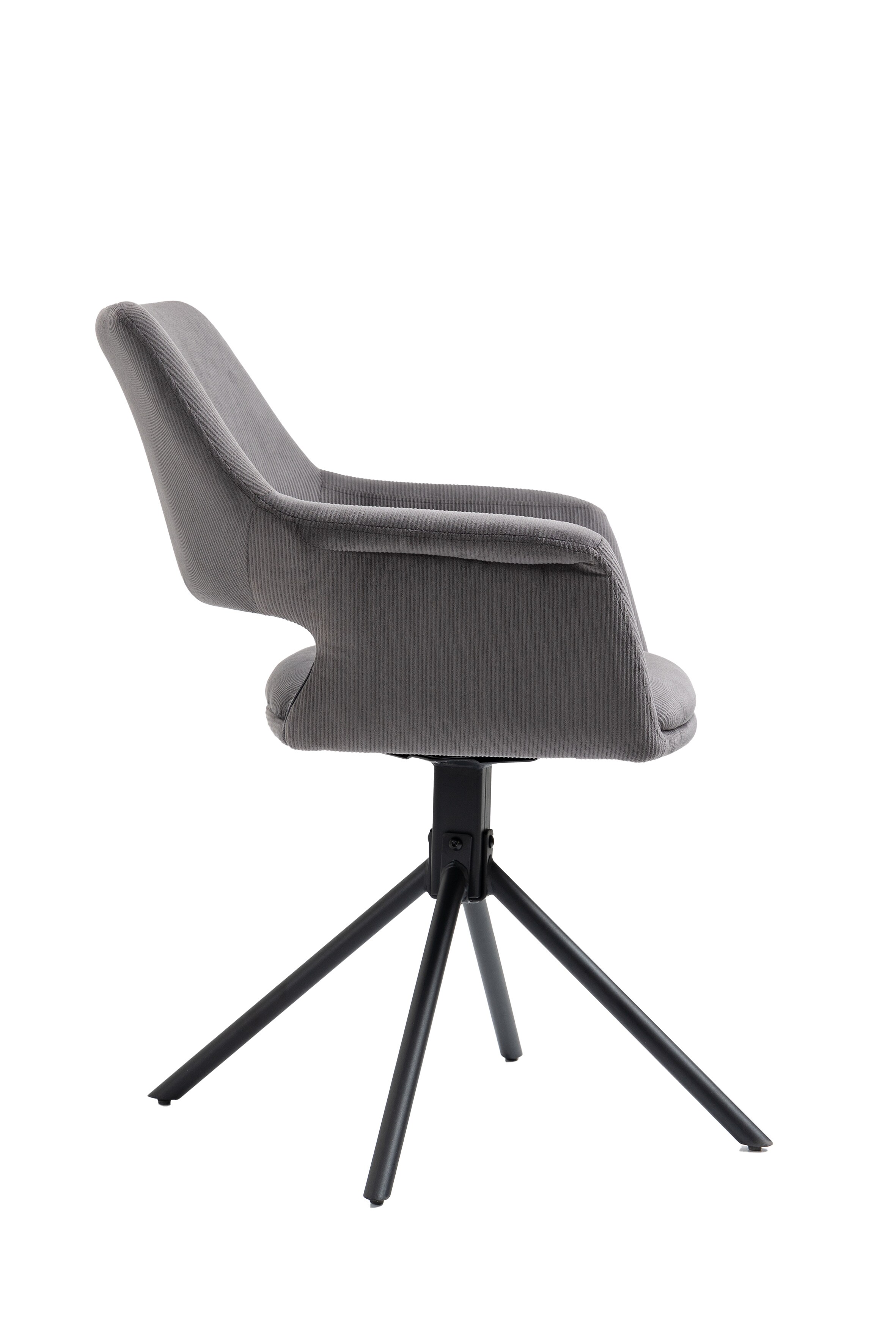 byLIVING Esszimmerstuhl ELEONORE, 2-er Set, Cordbezug grau, Gestell schwarz