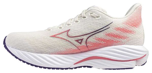 Chaussures Running Mizuno Wave Rider 28 Blanc/Rose Femme