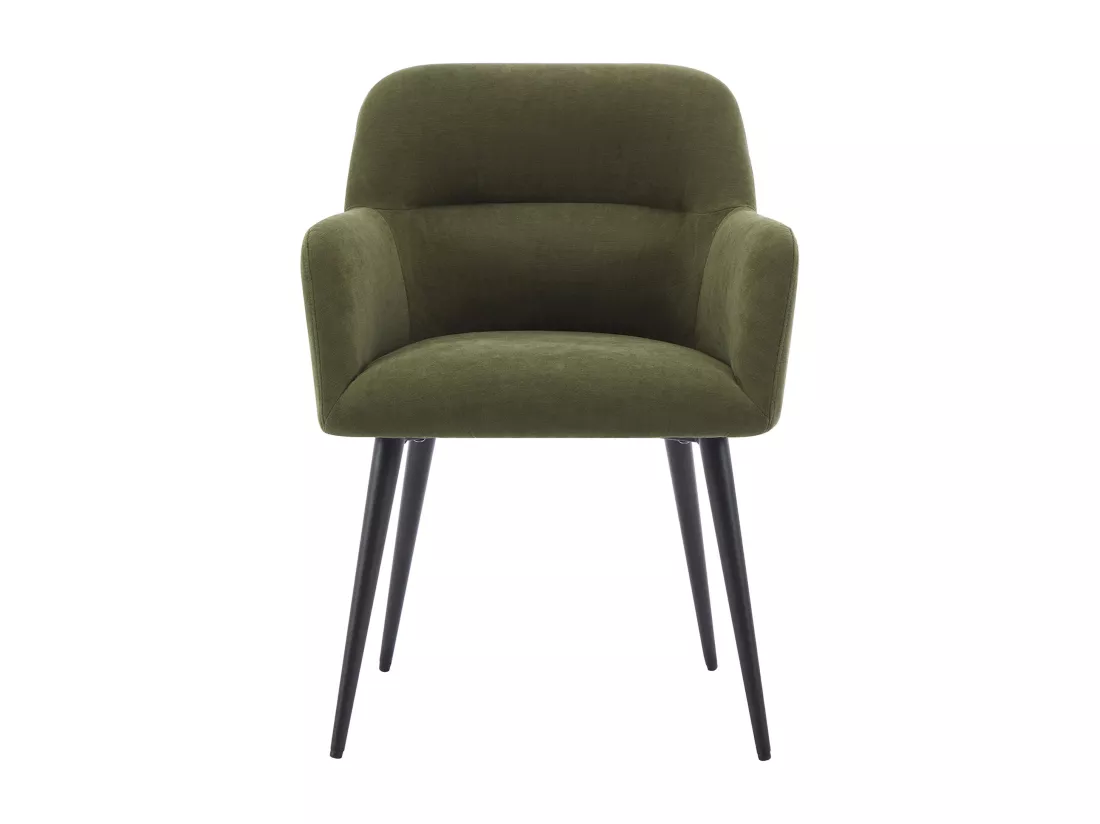 Lot de 2 chaises avec accoudoirs en tissu et métal noir - Vert - HEKA