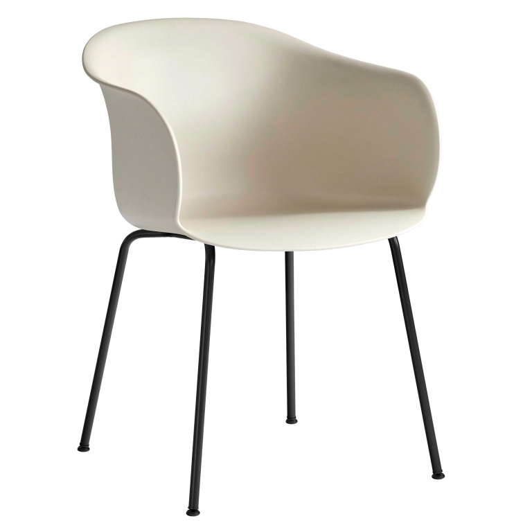 &tradition Elefy JH28 stoel met zwart stalen onderstel soft beige