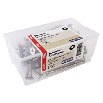 GAMMA schroef universeel platkop RVS 5.0x70 mm 70 stuks