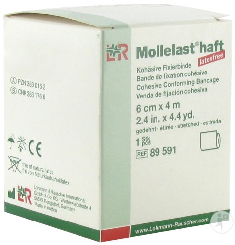 Mollelast Haft Bande De Fixation Bi-Elastique Cohésieve Sans Latex 6cmx4m 1 Pièce (89591)