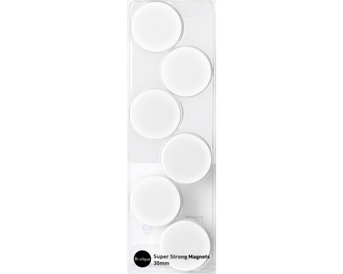 Witte magneten, Ø 2 cm, set van 6