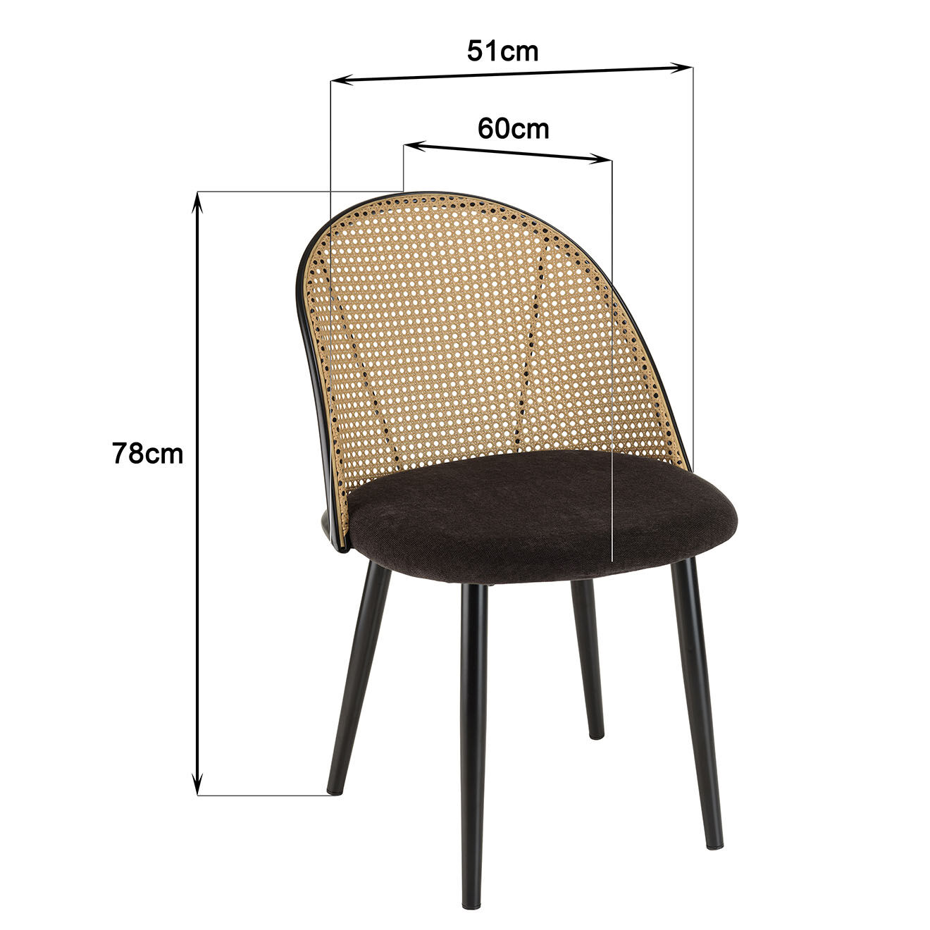 Macabane 2 Chaises Léa noires - 51x60x78 cm