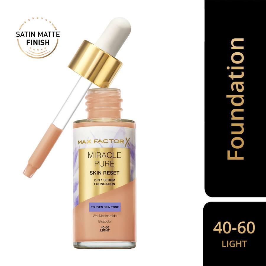 Max Factor Miracle Pure Skin Reset 2 In 1 Serum Foundation Light 30ml