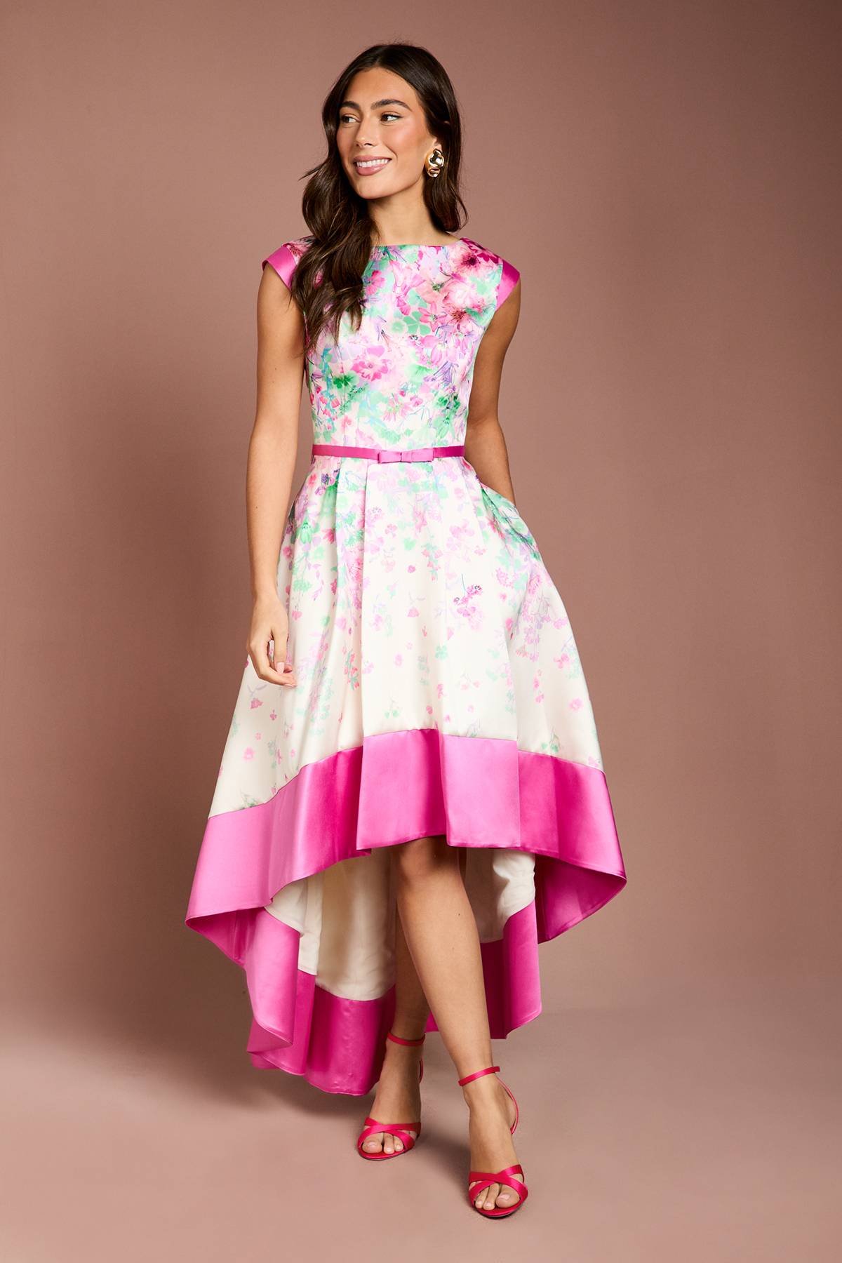 Coast Robe Midi Imprimée Florale En Sergé À Ourlet Asymétrique