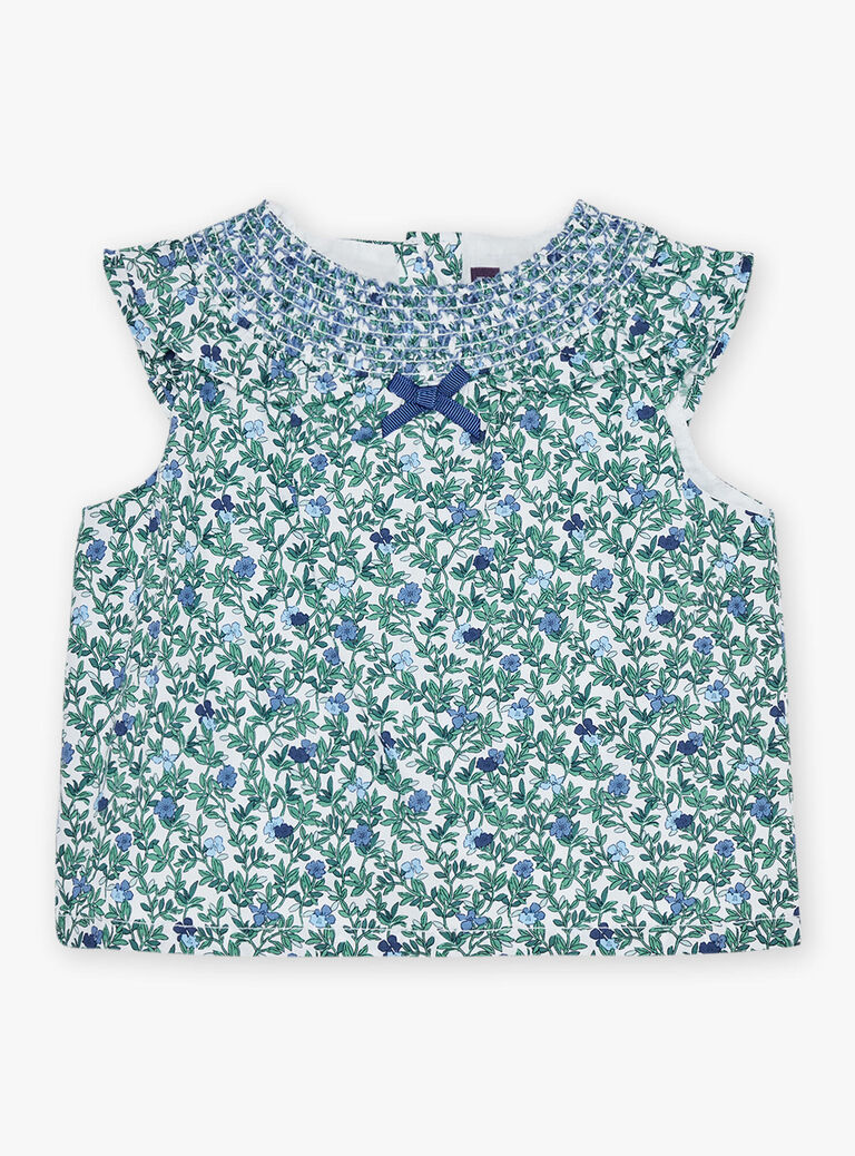 Blouse écrue en popeline avec fleurs