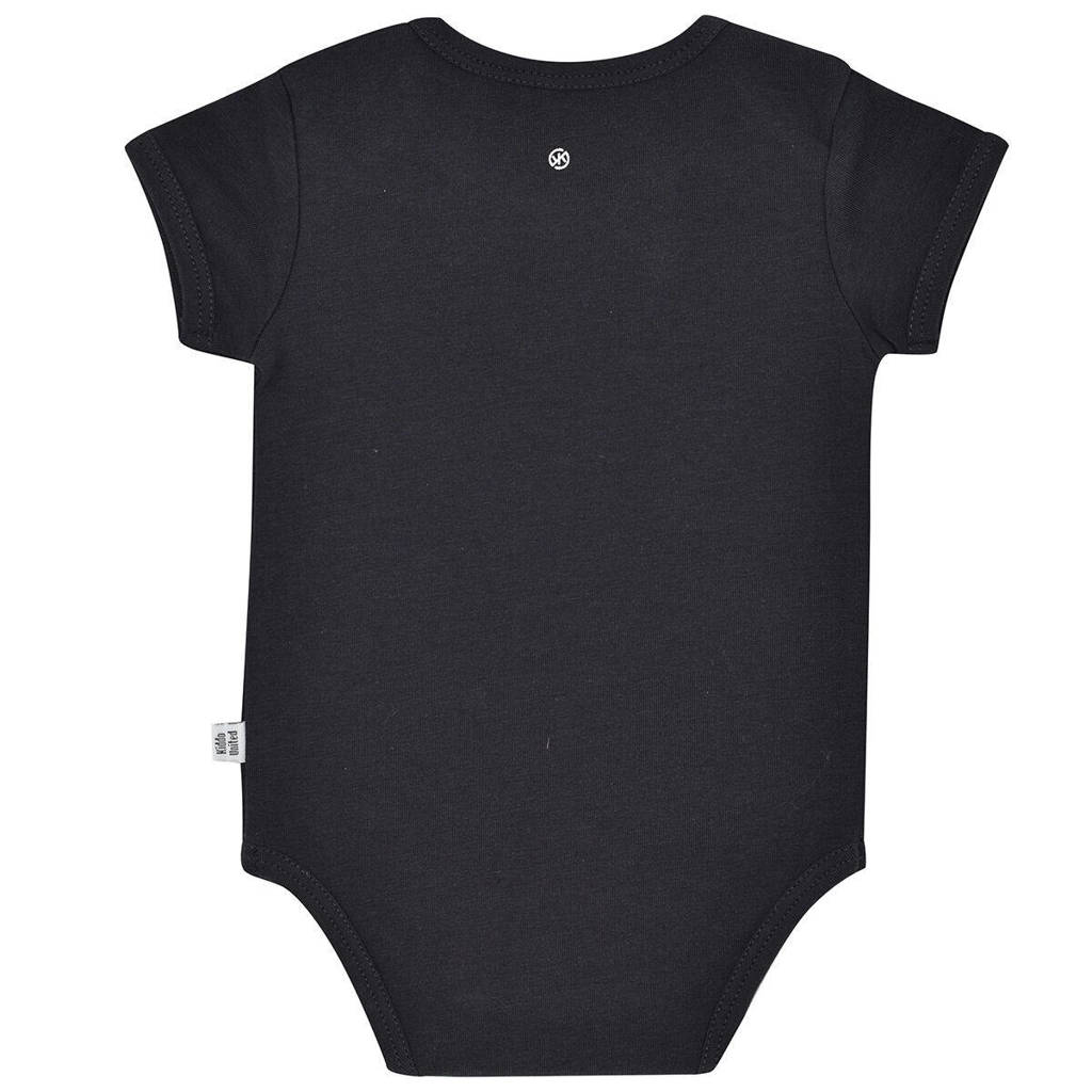 Born by Kiddo United baby romper met tekst antraciet
