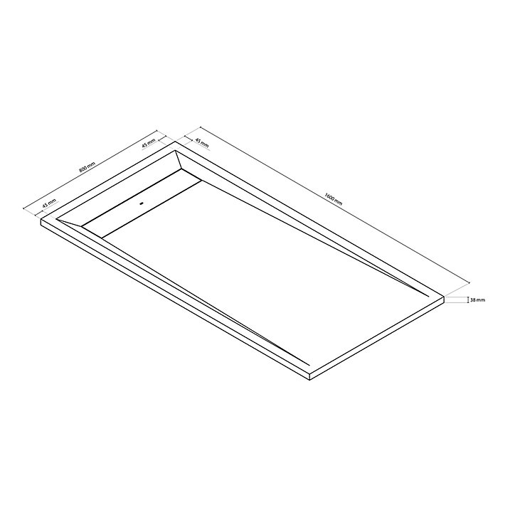 Receveur de douche 80 x 160 cm, résine, noir, GoodHome Luiro