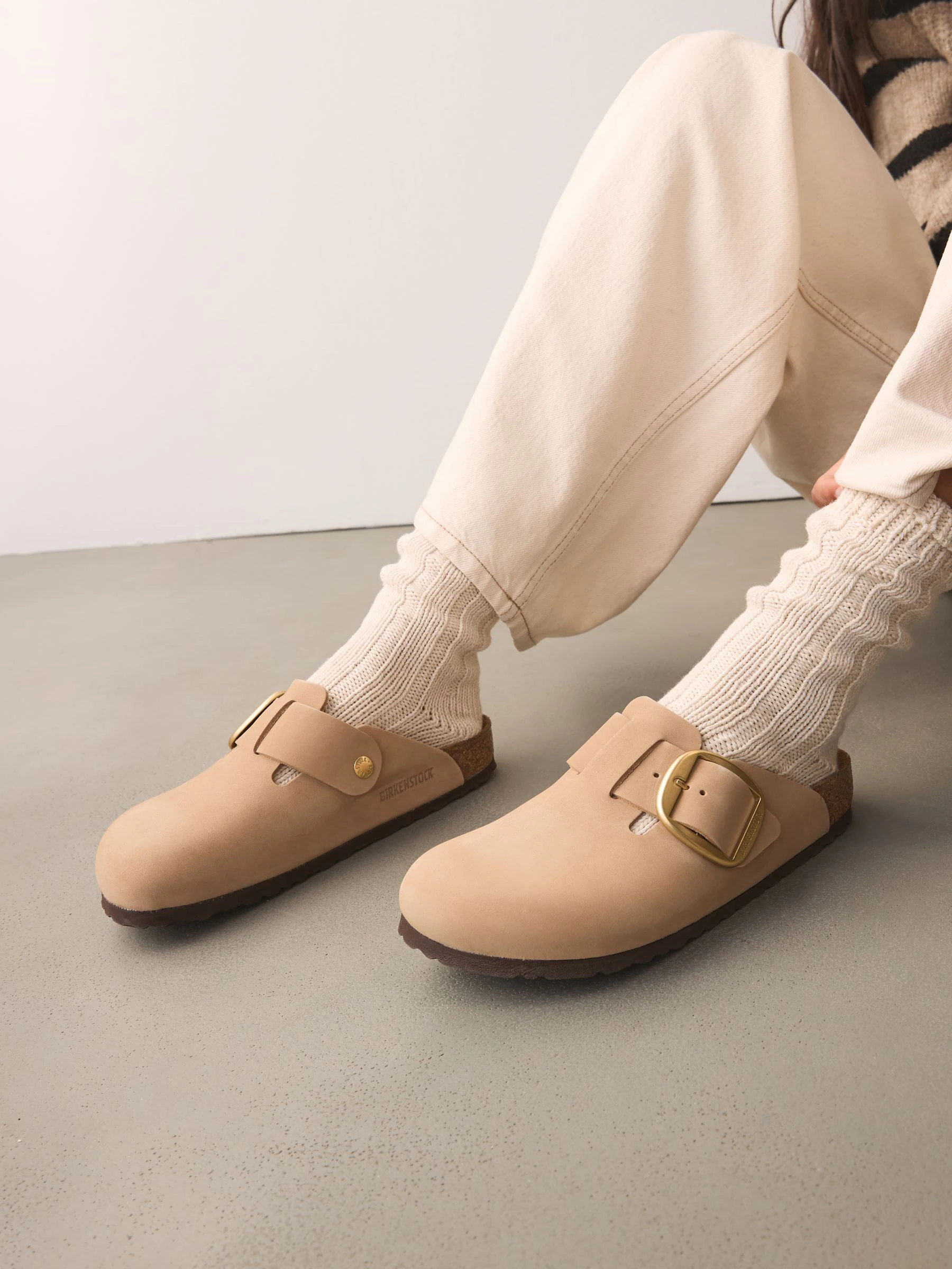 Birkenstock Boston klompen met grote gesp