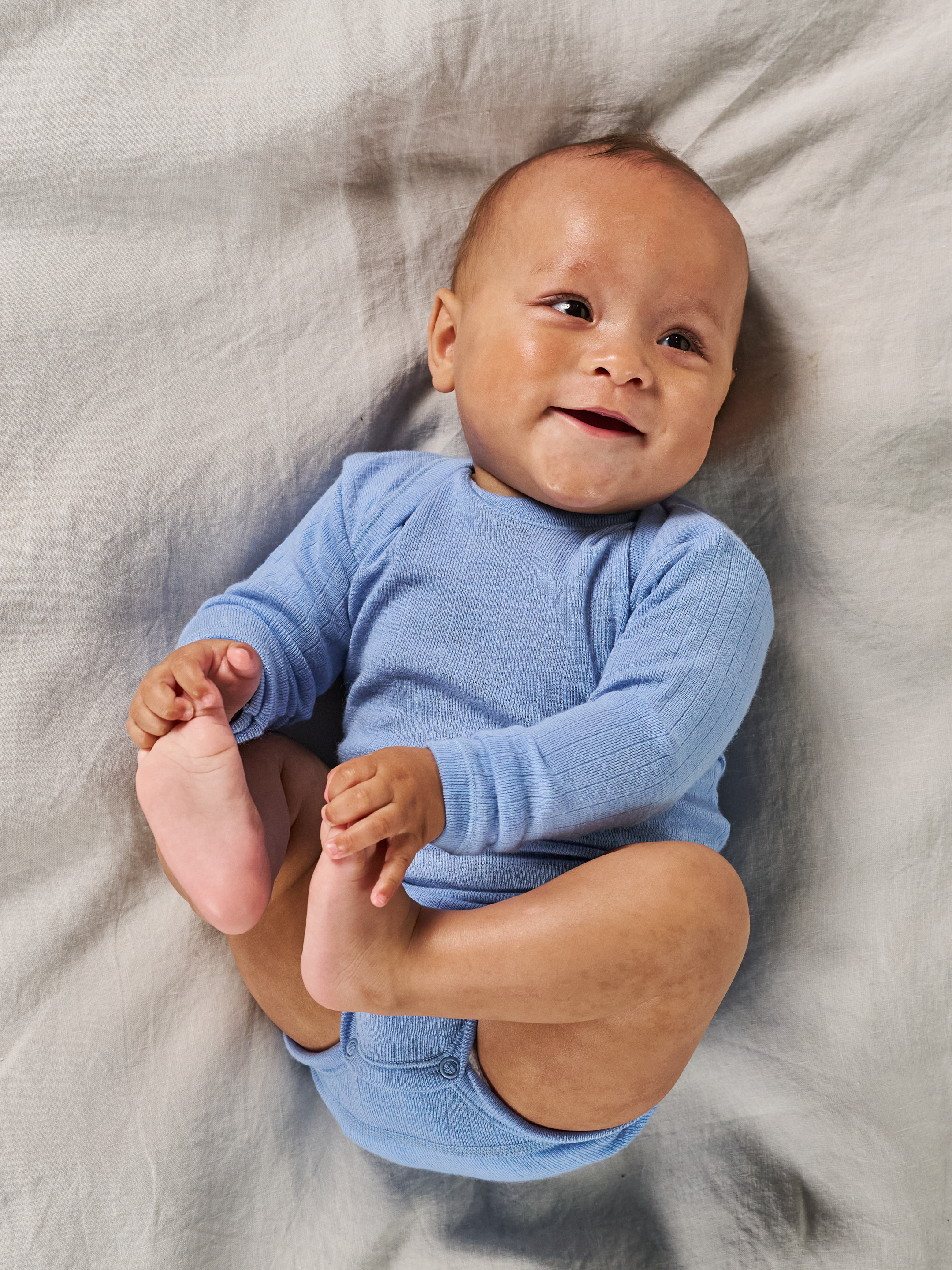 Romper met lange mouw van merinowol voor baby's