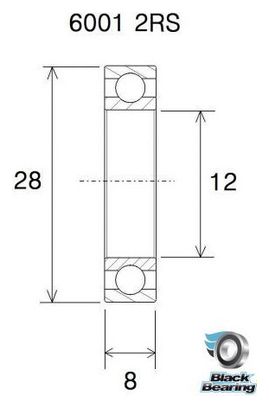 Roulement Black Bearing 6001-2RS 12 x 28 x 8 mm