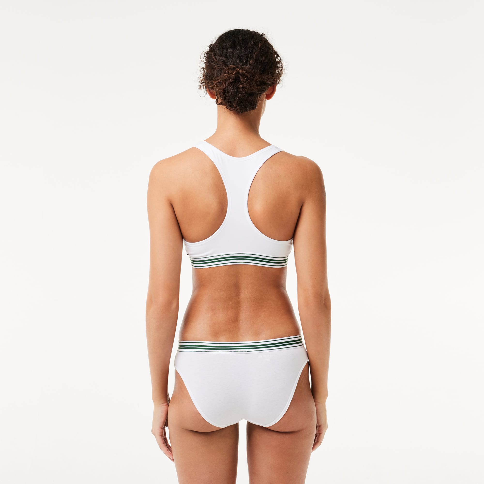 Culotte avec ceinture contrastée en coton stretch Culottes & bas - Blanc - Lacoste - Femme