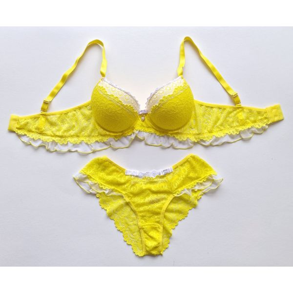 Donna Chic Conjunto Penélope Amarelo com Branco L