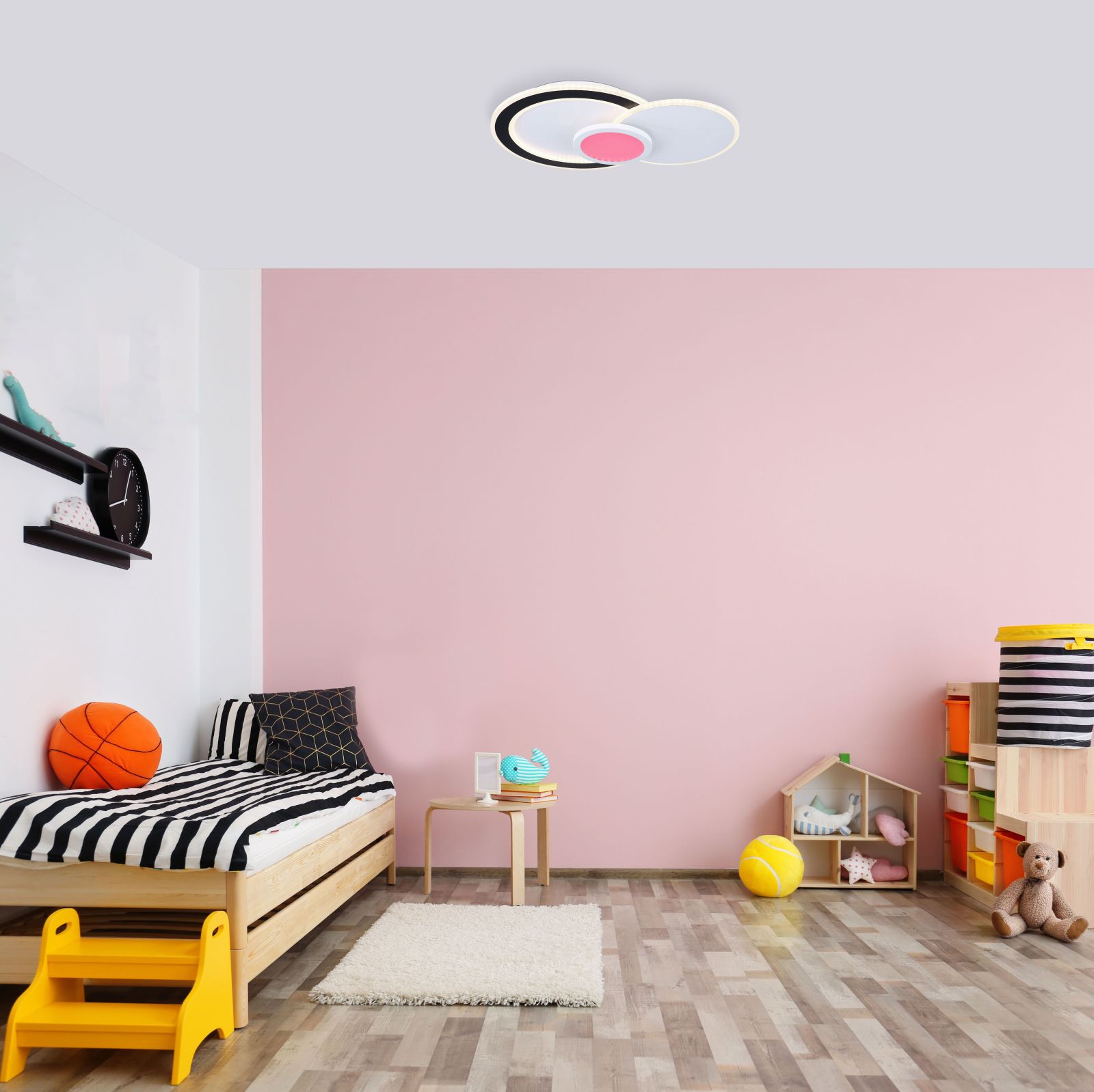 LED-Deckenleuchte - schwarz-weiß - mit Fernbedienung