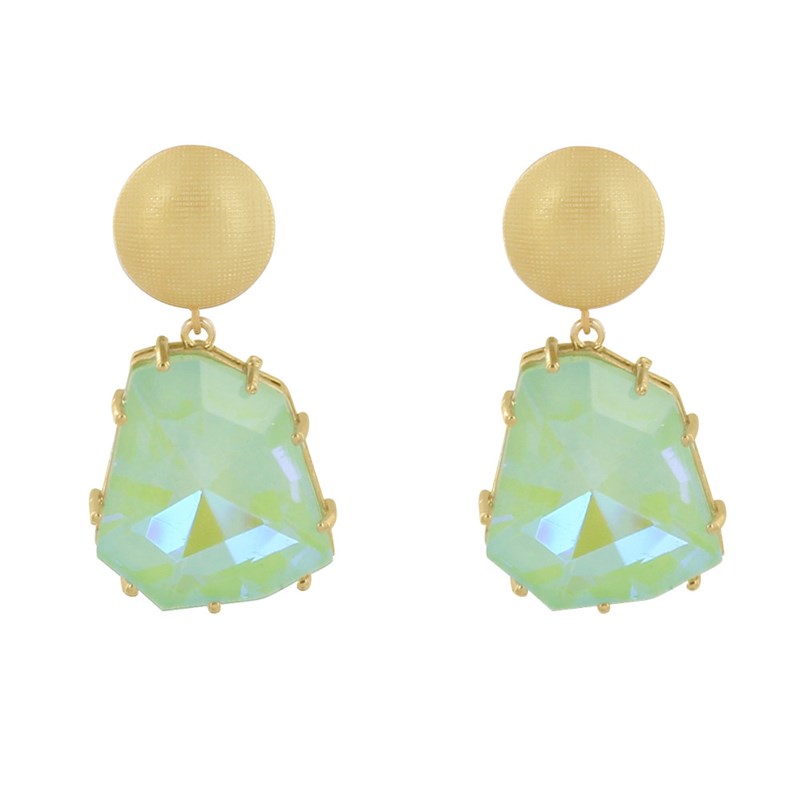Boucles d'Oreilles Clip Gaufré Métal Doré et Gros Strass