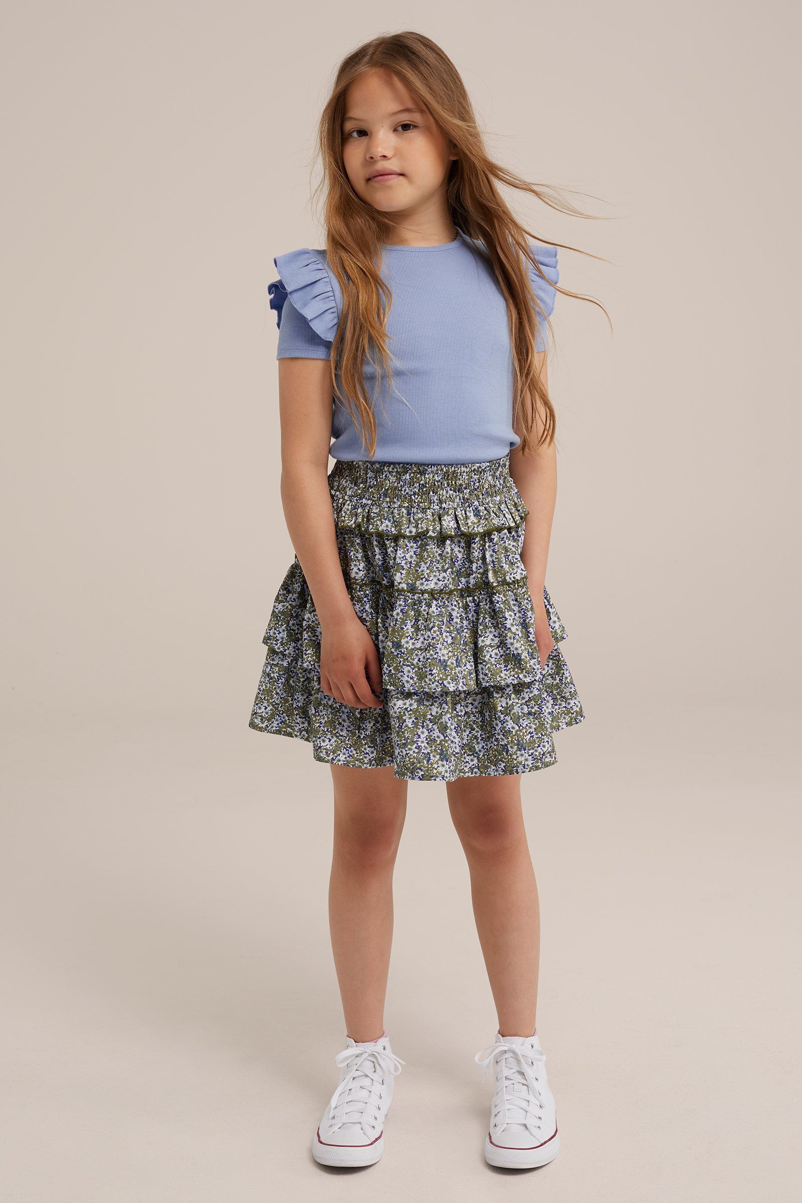 Meisjes rok met dessin WE Fashion Groenblauw