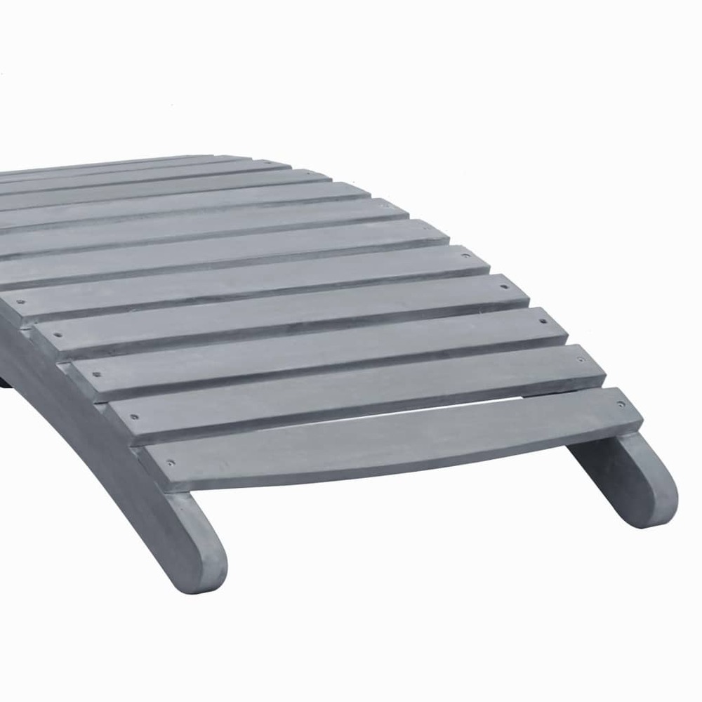 Transat chaise longue bain de soleil lit de jardin terrasse meuble d'extérieur avec coussin gris bois d'acacia solide 02_0012