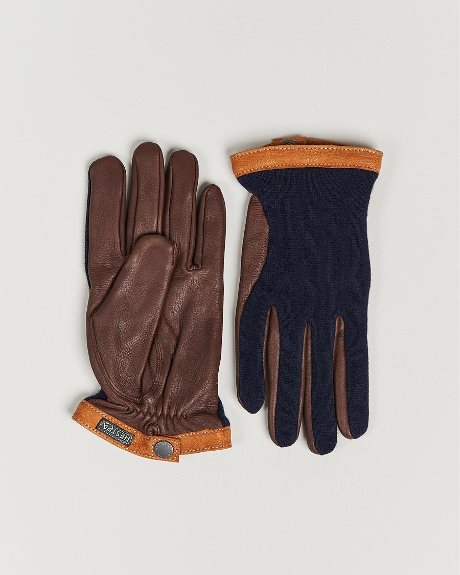 Hestra Deerskin Wool Tricot Glove Blue/Brown