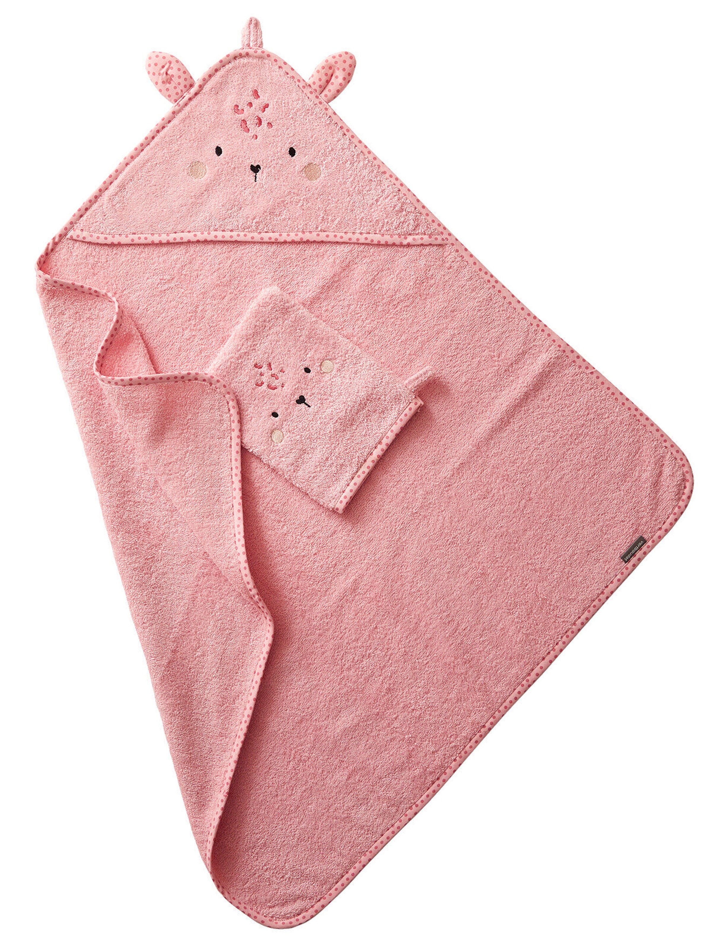 Vertbaudet Baby Kapuzen-Badetuch, Kapuzenhandtuch rosa