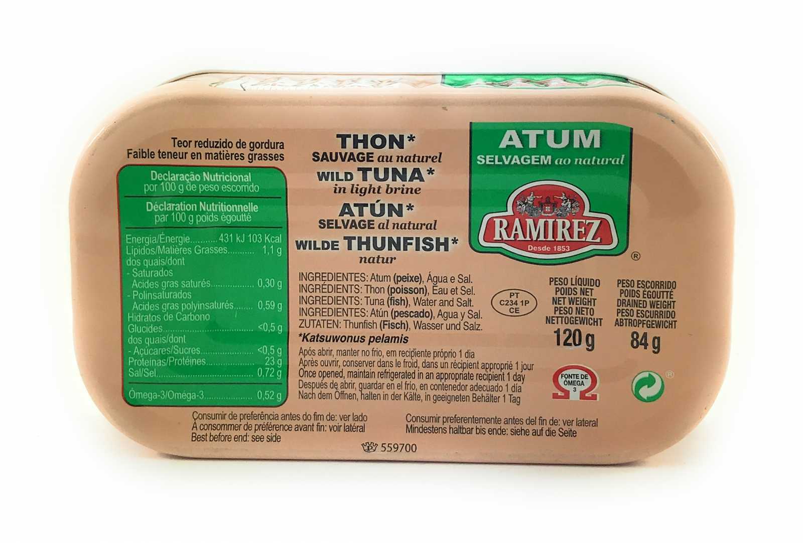 Atum Selvagem Ramirez em Água Natural 120g