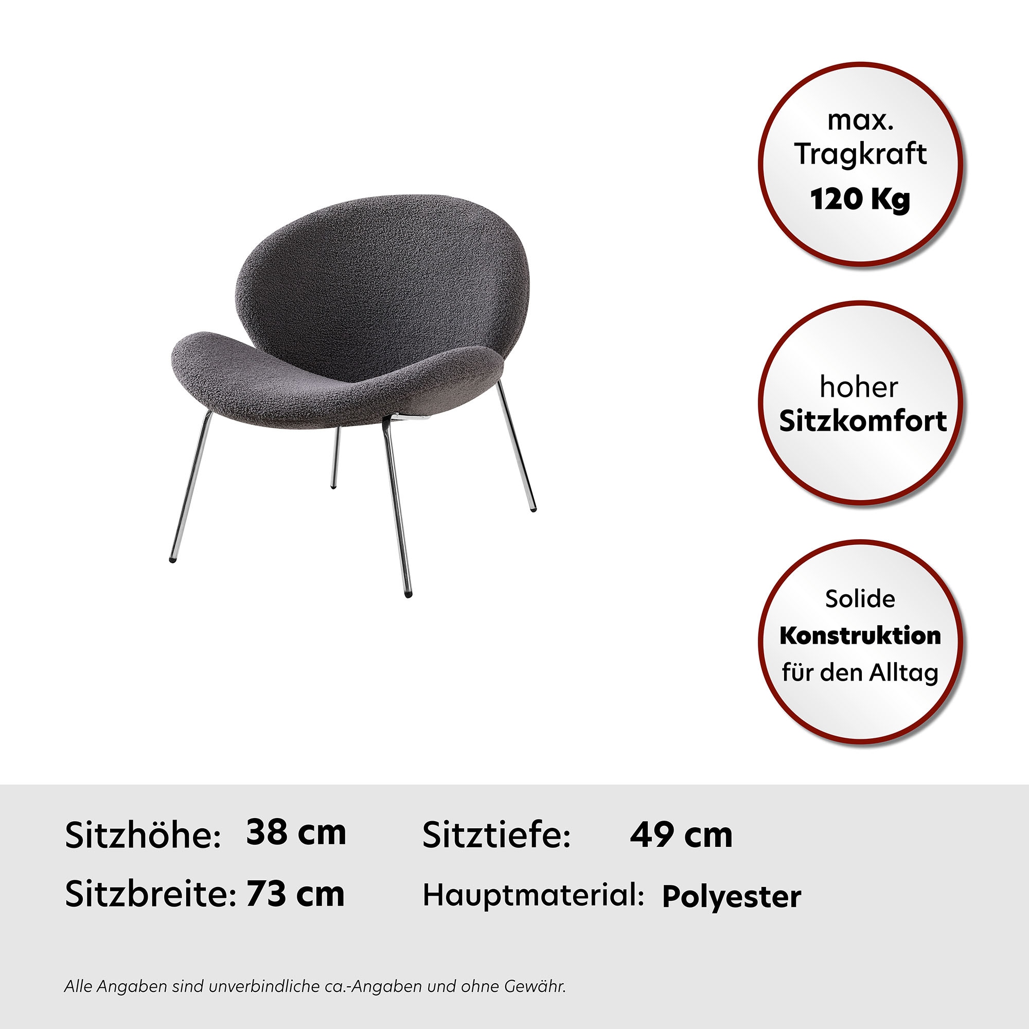 Kayoom Polsterstuhl »Stuhl Jaden 125 2er-Set, im angesagten Stoff mit dem Kräusel-Effekt« (Set) 2 Stk.Ästhetisch minimalistisches Design, Bouclé Stoff, breites Sitzen