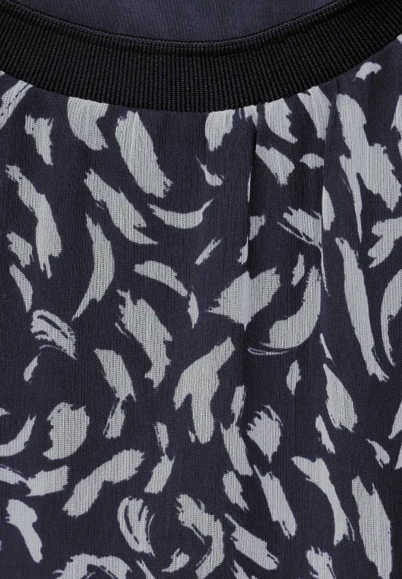 Print Chiffon Bluse - deep blue