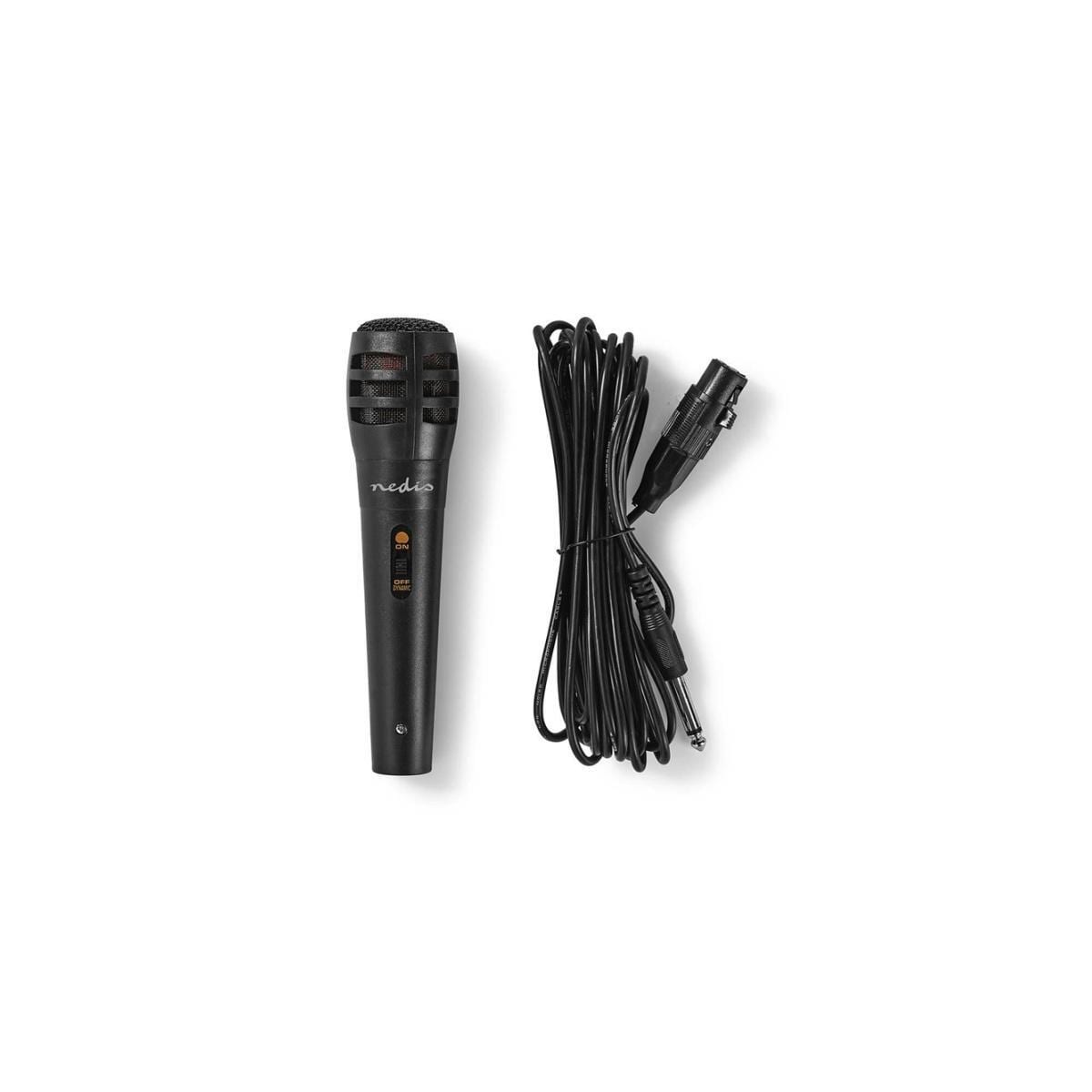 Nedis Wired mikrofon | Kardioid | Avtakbar kabel | 5.00 m | 80 Hz - 12 kHz | 600 Ohm | -75 dB | Av/på-bryter | Reiseveske inkludert | ABS / Aluminium | Sort