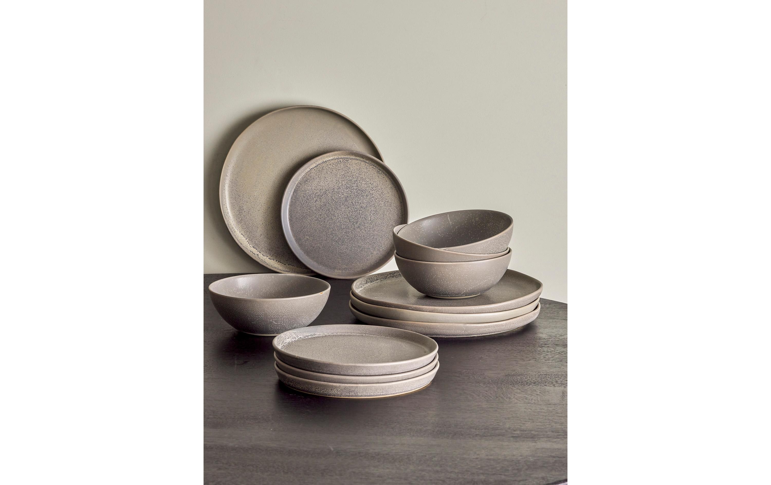 Speise-Service Kendra 12-teilig, Grau<br>Geschirrset